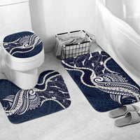 Aloha Hawaii Kalo Pikake Lei Bathroom Set Chest Tattoo Oxford Blue Hawaiian Pattern LT14 Mat Set Only (3 pcs) One Size Oxford Blue - Polynesian Pride