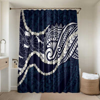 Aloha Hawaii Kalo Pikake Lei Bathroom Set Chest Tattoo Oxford Blue Hawaiian Pattern LT14 Shower Curtain Only Oxford Blue - Polynesian Pride