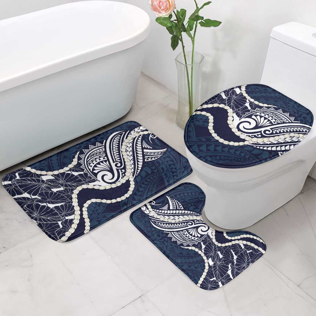 Aloha Hawaii Kalo Pikake Lei Bathroom Set Chest Tattoo Oxford Blue Hawaiian Pattern LT14 - Polynesian Pride
