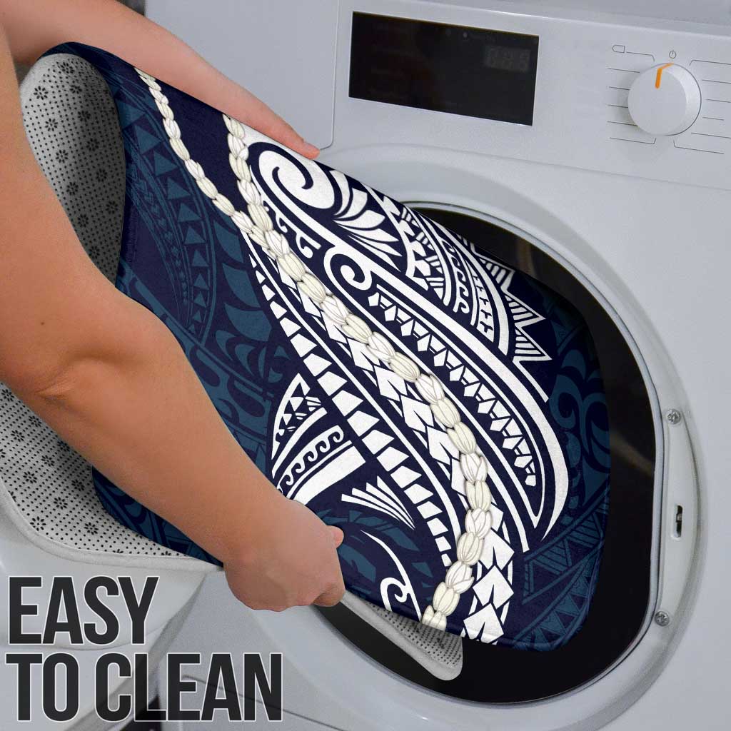 Aloha Hawaii Kalo Pikake Lei Bathroom Set Chest Tattoo Oxford Blue Hawaiian Pattern LT14 - Polynesian Pride