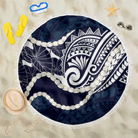 Aloha Hawaii Kalo Pikake Lei Beach Blanket Chest Tattoo Oxford Blue Hawaiian Pattern LT14 One Size 150cm Oxford Blue - Polynesian Pride