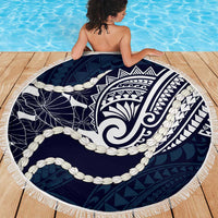 Aloha Hawaii Kalo Pikake Lei Beach Blanket Chest Tattoo Oxford Blue Hawaiian Pattern LT14 - Polynesian Pride