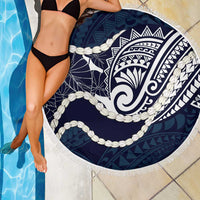 Aloha Hawaii Kalo Pikake Lei Beach Blanket Chest Tattoo Oxford Blue Hawaiian Pattern LT14 - Polynesian Pride