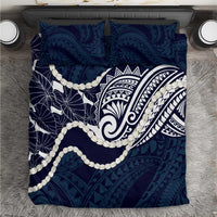Aloha Hawaii Kalo Pikake Lei Bedding Set Chest Tattoo Oxford Blue Hawaiian Pattern LT14 Oxford Blue - Polynesian Pride