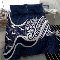 Aloha Hawaii Kalo Pikake Lei Bedding Set Chest Tattoo Oxford Blue Hawaiian Pattern LT14 - Polynesian Pride