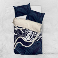 Aloha Hawaii Kalo Pikake Lei Bedding Set Chest Tattoo Oxford Blue Hawaiian Pattern LT14 US Twin 172cm x 218cm Oxford Blue - Polynesian Pride