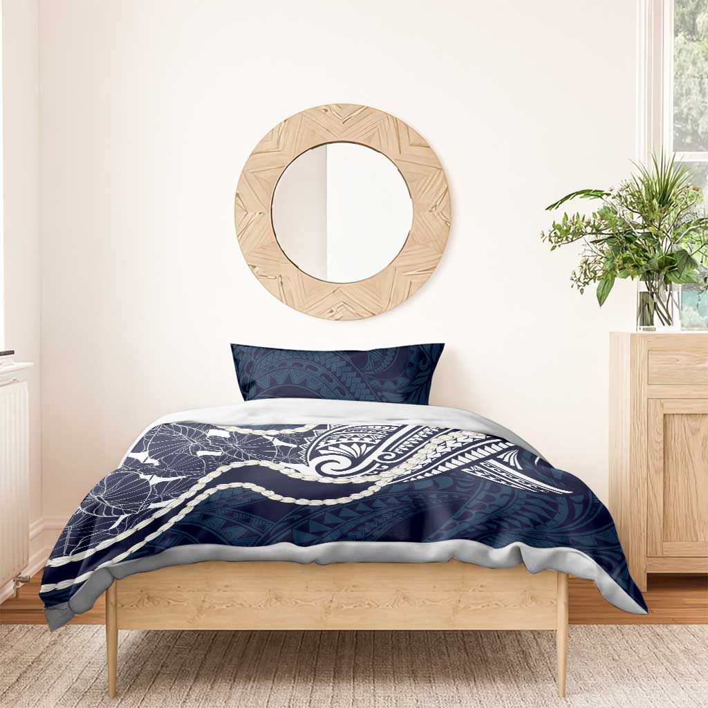 Aloha Hawaii Kalo Pikake Lei Bedding Set Chest Tattoo Oxford Blue Hawaiian Pattern LT14 - Polynesian Pride