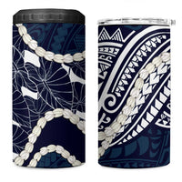 Aloha Hawaii Kalo Pikake Lei 4 in 1 Can Cooler Tumbler Chest Tattoo Oxford Blue Hawaiian Pattern LT14 One Size: 16 oz Oxford Blue - Polynesian Pride