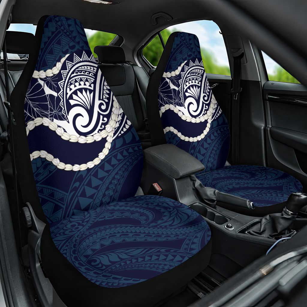 Aloha Hawaii Kalo Pikake Lei Car Seat Cover Chest Tattoo Oxford Blue Hawaiian Pattern LT14 One Size Oxford Blue - Polynesian Pride