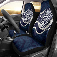 Aloha Hawaii Kalo Pikake Lei Car Seat Cover Chest Tattoo Oxford Blue Hawaiian Pattern LT14 - Polynesian Pride