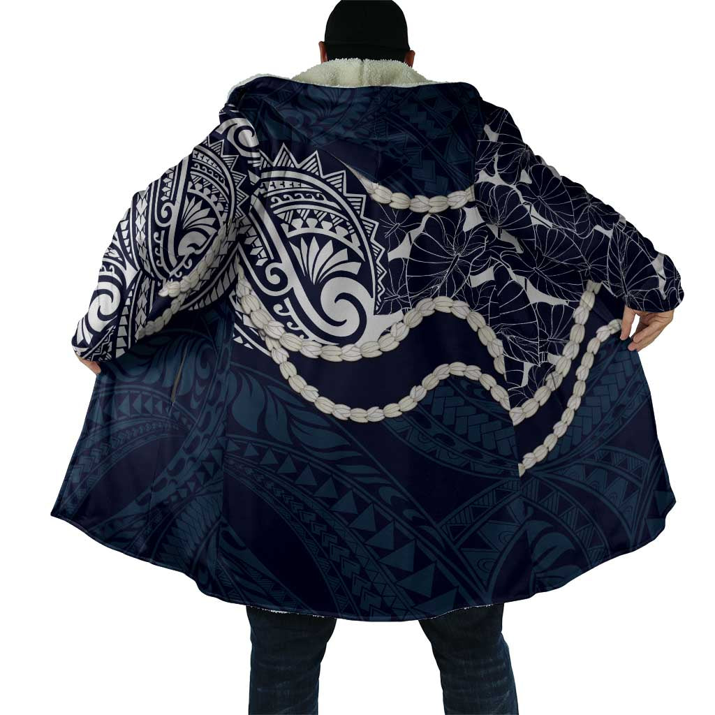 Aloha Hawaii Kalo Pikake Lei Cloak Chest Tattoo Oxford Blue Hawaiian Pattern