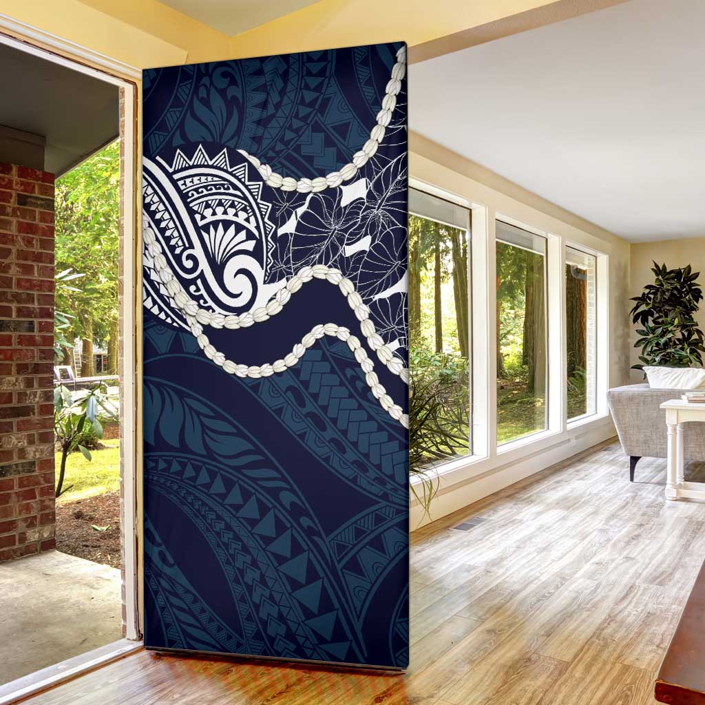 Aloha Hawaii Kalo Pikake Lei Door Cover Chest Tattoo Oxford Blue Hawaiian Pattern LT14 - Polynesian Pride