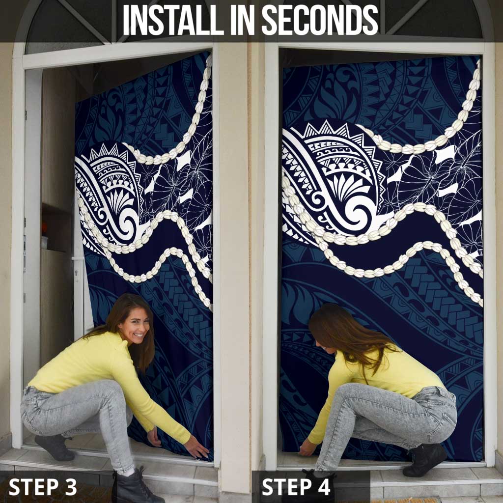 Aloha Hawaii Kalo Pikake Lei Door Cover Chest Tattoo Oxford Blue Hawaiian Pattern LT14 - Polynesian Pride