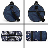Aloha Hawaii Kalo Pikake Lei Duffle Bag Chest Tattoo Oxford Blue Hawaiian Pattern
