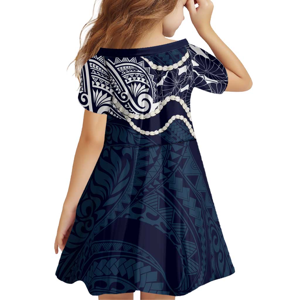 Aloha Hawaii Kalo Pikake Lei Family Matching Off Shoulder Maxi Dress and Hawaiian Shirt Chest Tattoo Oxford Blue Hawaiian Pattern LT14 - Polynesian Pride