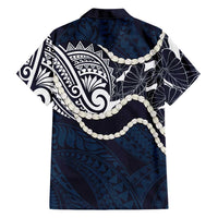 Aloha Hawaii Kalo Pikake Lei Hawaiian Shirt Chest Tattoo Oxford Blue Hawaiian Pattern LT14 - Polynesian Pride