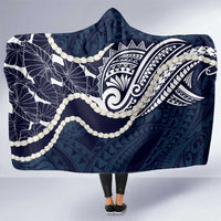 Aloha Hawaii Kalo Pikake Lei Hooded Blanket Chest Tattoo Oxford Blue Hawaiian Pattern