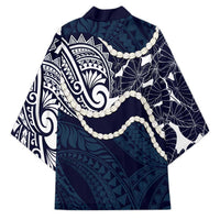 Aloha Hawaii Kalo Pikake Lei Kimono Chest Tattoo Oxford Blue Hawaiian Pattern