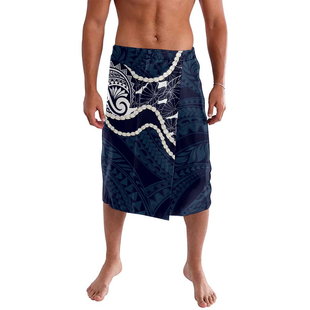 Aloha Hawaii Kalo Pikake Lei Lavalava Chest Tattoo Oxford Blue Hawaiian Pattern LT14 Oxford Blue - Polynesian Pride