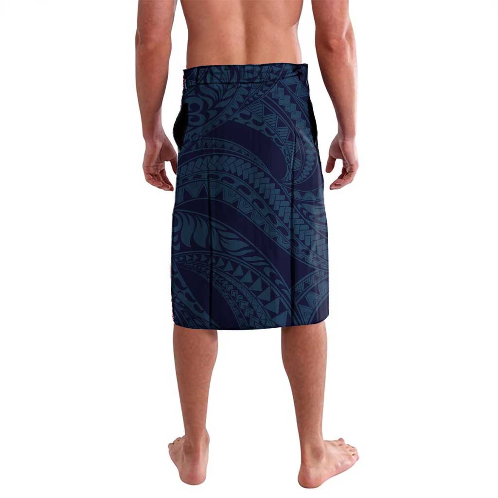 Aloha Hawaii Kalo Pikake Lei Lavalava Chest Tattoo Oxford Blue Hawaiian Pattern LT14 - Polynesian Pride