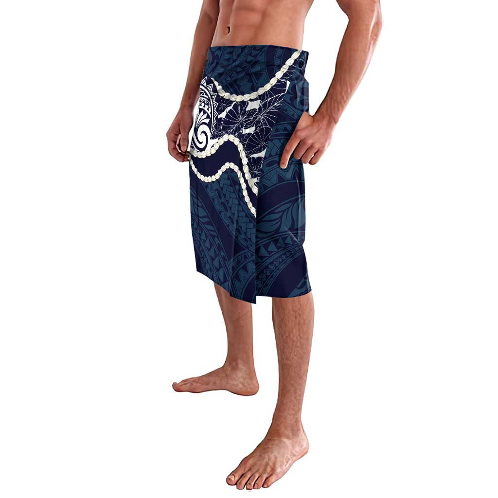 Aloha Hawaii Kalo Pikake Lei Lavalava Chest Tattoo Oxford Blue Hawaiian Pattern LT14 - Polynesian Pride