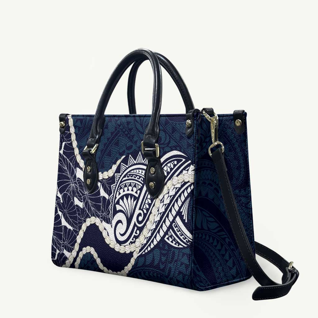 Aloha Hawaii Kalo Pikake Lei Leather Bag Chest Tattoo Oxford Blue Hawaiian Pattern LT14 Oxford Blue - Polynesian Pride