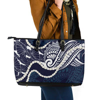 Aloha Hawaii Kalo Pikake Lei Leather Tote Bag Chest Tattoo Oxford Blue Hawaiian Pattern