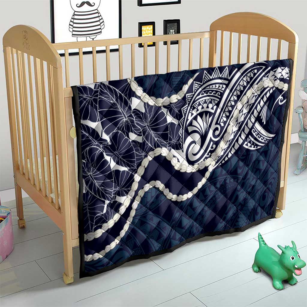Aloha Hawaii Kalo Pikake Lei Quilt Chest Tattoo Oxford Blue Hawaiian Pattern