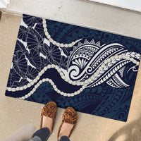 Aloha Hawaii Kalo Pikake Lei Rubber Doormat Chest Tattoo Oxford Blue Hawaiian Pattern