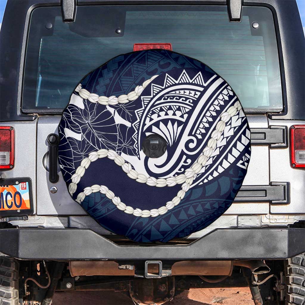 Aloha Hawaii Kalo Pikake Lei Spare Tire Cover Chest Tattoo Oxford Blue Hawaiian Pattern LT14 Oxford Blue - Polynesian Pride