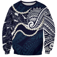 Aloha Hawaii Kalo Pikake Lei Sweatshirt Chest Tattoo Oxford Blue Hawaiian Pattern LT14 Unisex Oxford Blue - Polynesian Pride