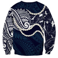 Aloha Hawaii Kalo Pikake Lei Sweatshirt Chest Tattoo Oxford Blue Hawaiian Pattern LT14 - Polynesian Pride