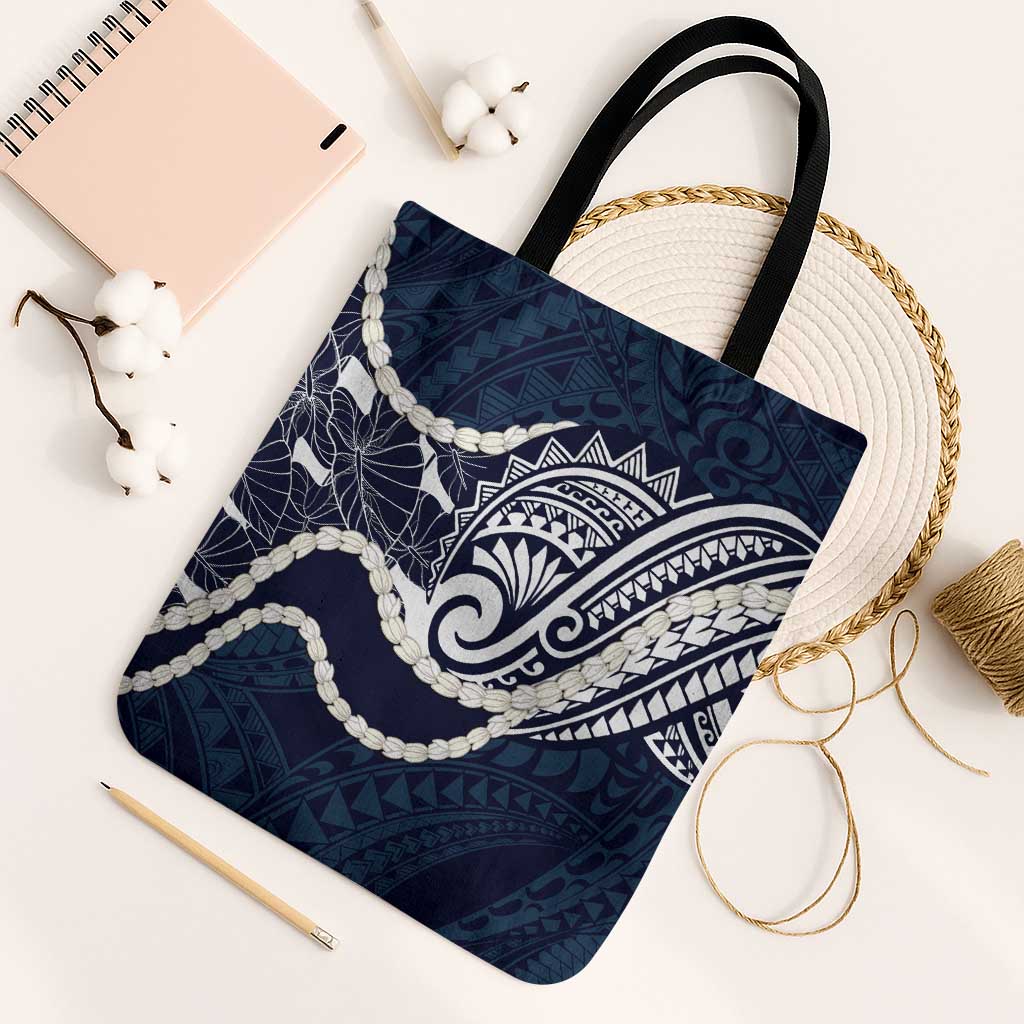 Aloha Hawaii Kalo Pikake Lei Tote Bag Chest Tattoo Oxford Blue Hawaiian Pattern