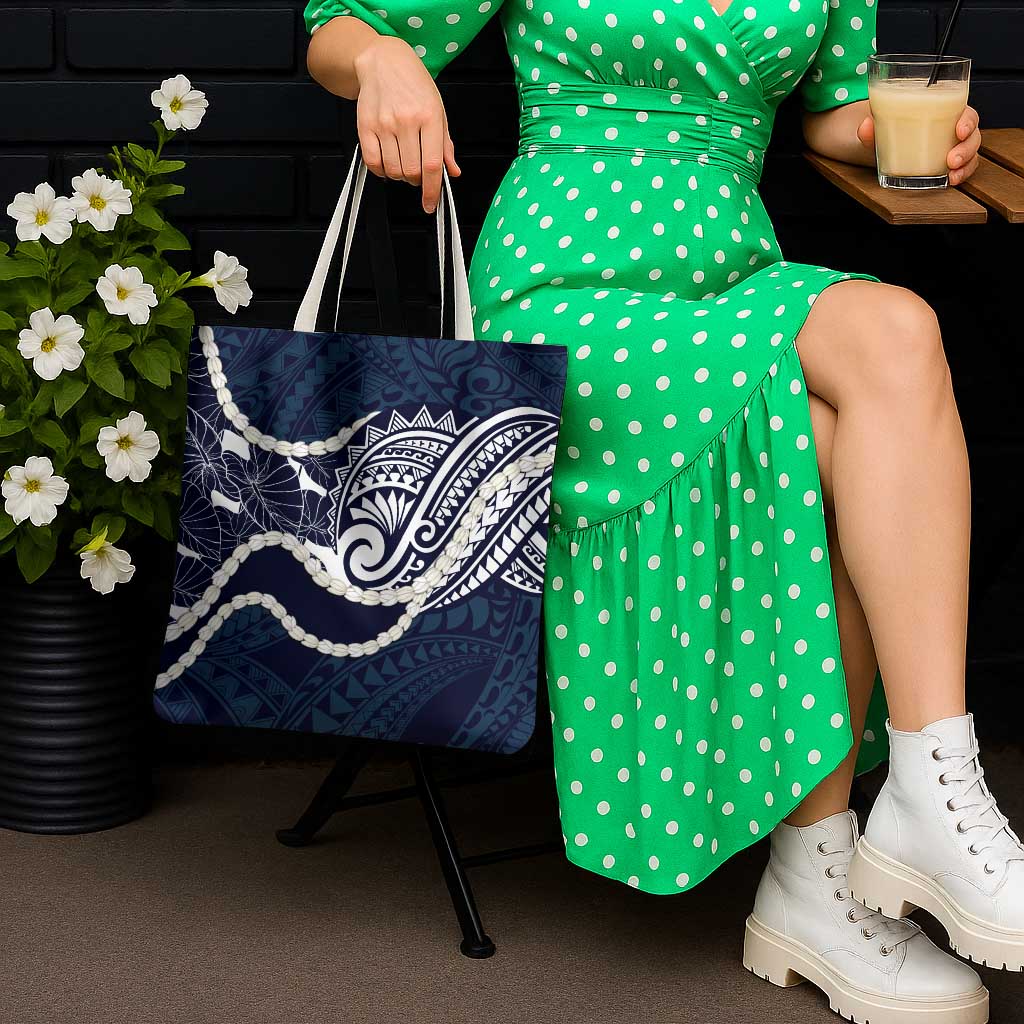 Aloha Hawaii Kalo Pikake Lei Tote Bag Chest Tattoo Oxford Blue Hawaiian Pattern