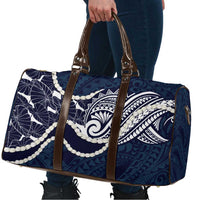 Aloha Hawaii Kalo Pikake Lei Travel Bag Chest Tattoo Oxford Blue Hawaiian Pattern LT14 - Polynesian Pride
