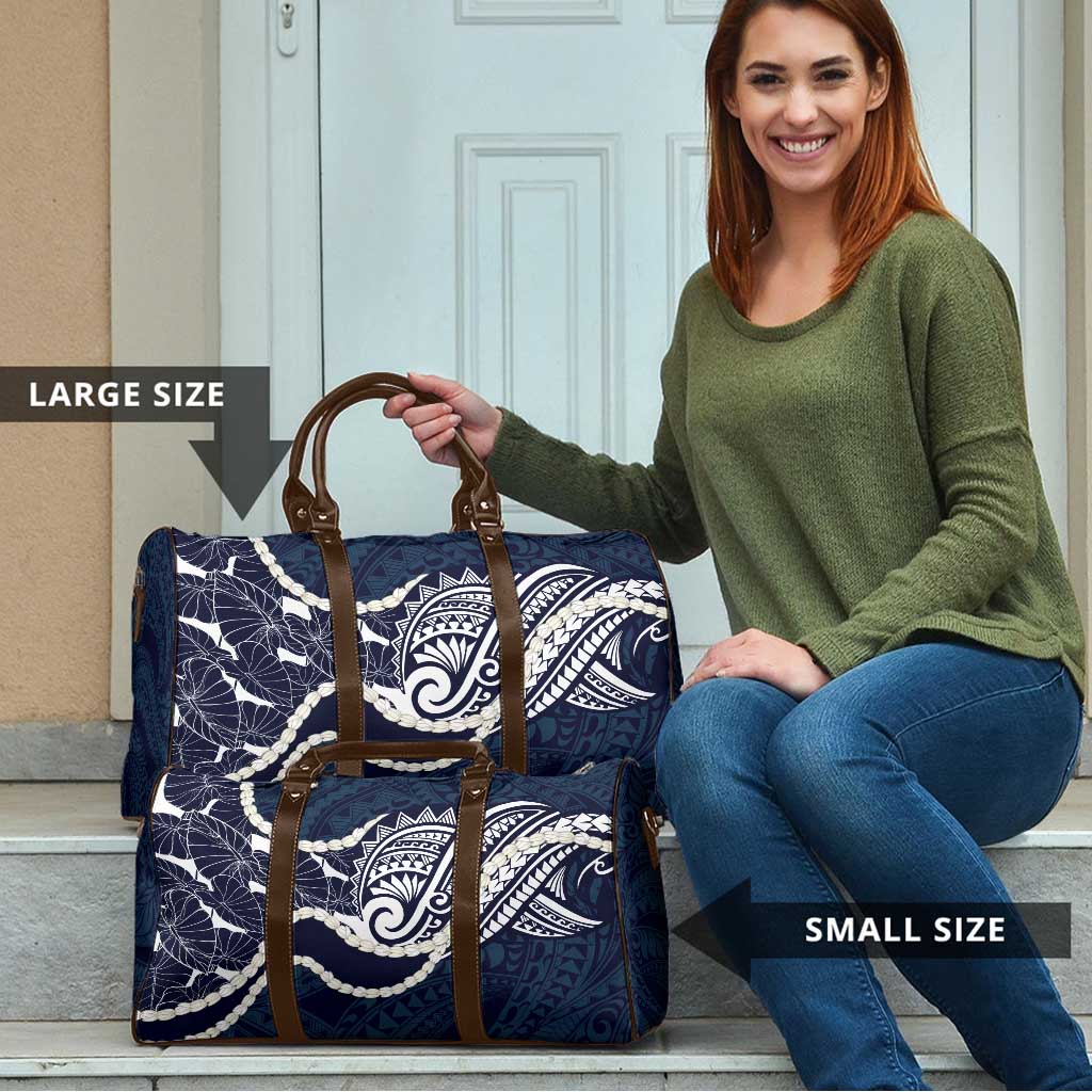 Aloha Hawaii Kalo Pikake Lei Travel Bag Chest Tattoo Oxford Blue Hawaiian Pattern LT14 - Polynesian Pride