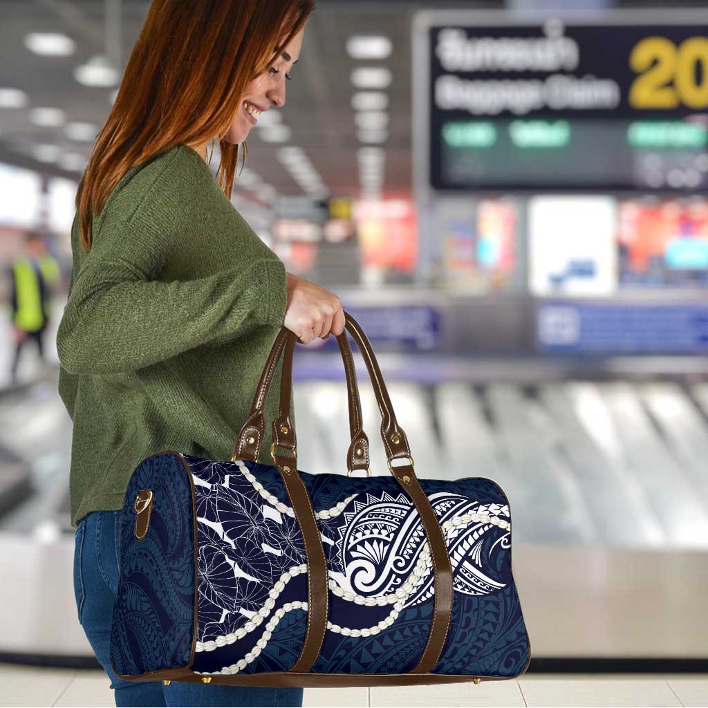 Aloha Hawaii Kalo Pikake Lei Travel Bag Chest Tattoo Oxford Blue Hawaiian Pattern LT14 - Polynesian Pride