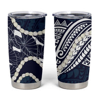 Aloha Hawaii Kalo Pikake Lei Tumbler Cup Chest Tattoo Oxford Blue Hawaiian Pattern LT14 Oxford Blue - Polynesian Pride
