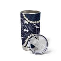Aloha Hawaii Kalo Pikake Lei Tumbler Cup Chest Tattoo Oxford Blue Hawaiian Pattern LT14 - Polynesian Pride