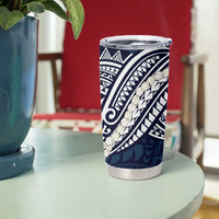 Aloha Hawaii Kalo Pikake Lei Tumbler Cup Chest Tattoo Oxford Blue Hawaiian Pattern LT14 - Polynesian Pride