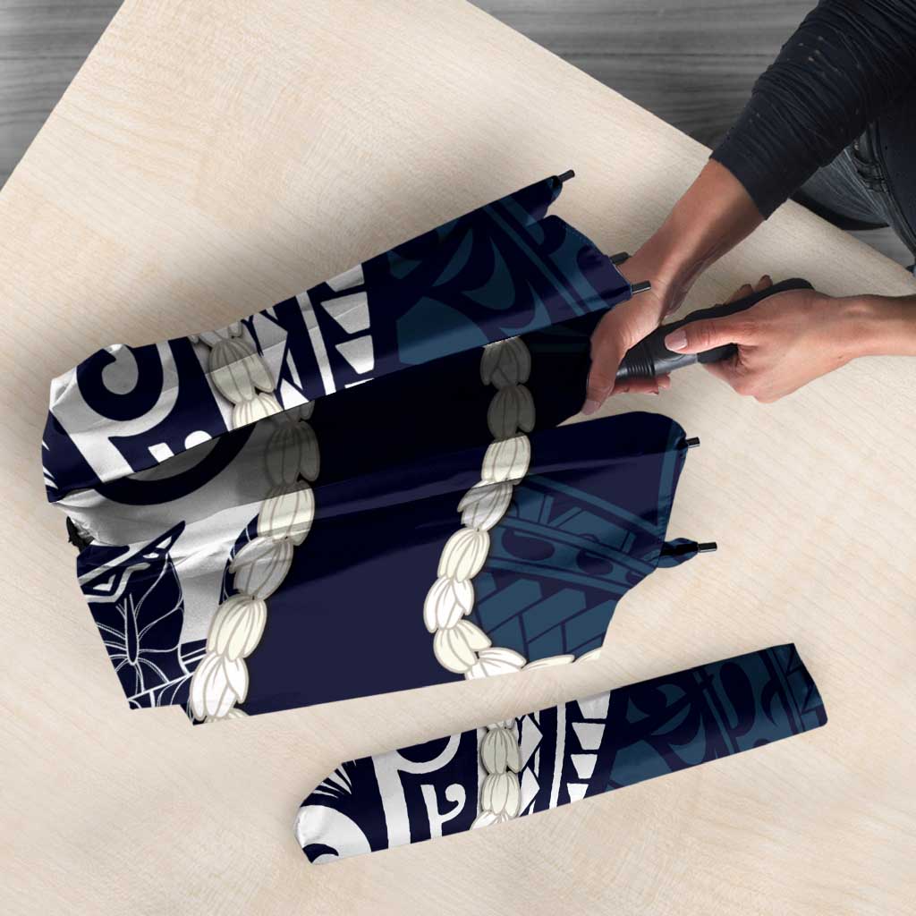 Aloha Hawaii Kalo Pikake Lei Umbrella Chest Tattoo Oxford Blue Hawaiian Pattern