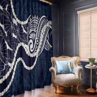Aloha Hawaii Kalo Pikake Lei Window Curtain Chest Tattoo Oxford Blue Hawaiian Pattern LT14 - Polynesian Pride