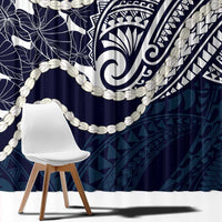 Aloha Hawaii Kalo Pikake Lei Window Curtain Chest Tattoo Oxford Blue Hawaiian Pattern LT14 - Polynesian Pride
