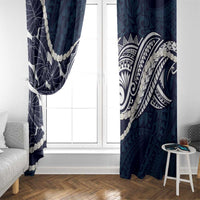 Aloha Hawaii Kalo Pikake Lei Window Curtain Chest Tattoo Oxford Blue Hawaiian Pattern LT14 - Polynesian Pride