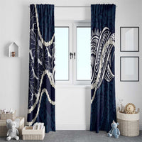 Aloha Hawaii Kalo Pikake Lei Window Curtain Chest Tattoo Oxford Blue Hawaiian Pattern LT14 - Polynesian Pride