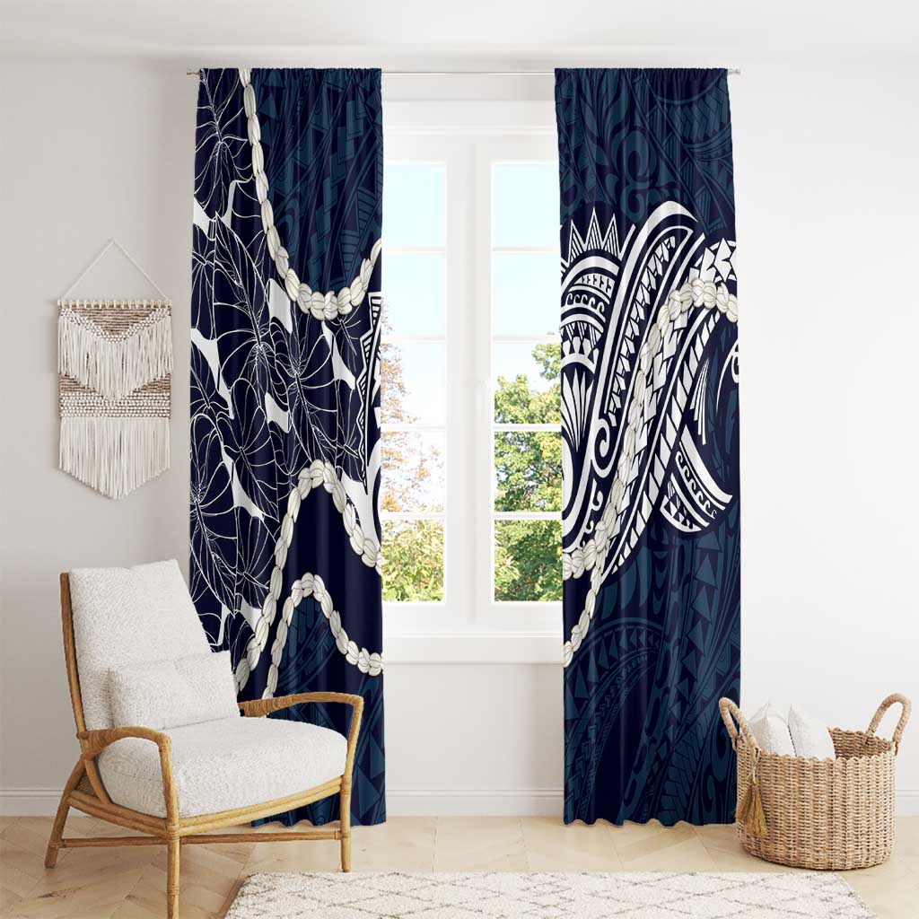 Aloha Hawaii Kalo Pikake Lei Window Curtain Chest Tattoo Oxford Blue Hawaiian Pattern LT14 - Polynesian Pride