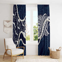 Aloha Hawaii Kalo Pikake Lei Window Curtain Chest Tattoo Oxford Blue Hawaiian Pattern LT14 - Polynesian Pride