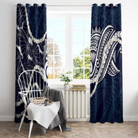 Aloha Hawaii Kalo Pikake Lei Window Curtain Chest Tattoo Oxford Blue Hawaiian Pattern LT14 - Polynesian Pride
