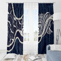 Aloha Hawaii Kalo Pikake Lei Window Curtain Chest Tattoo Oxford Blue Hawaiian Pattern LT14 - Polynesian Pride