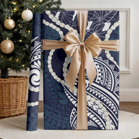 Aloha Hawaii Kalo Pikake Lei Wrapping Paper Chest Tattoo Oxford Blue Hawaiian Pattern